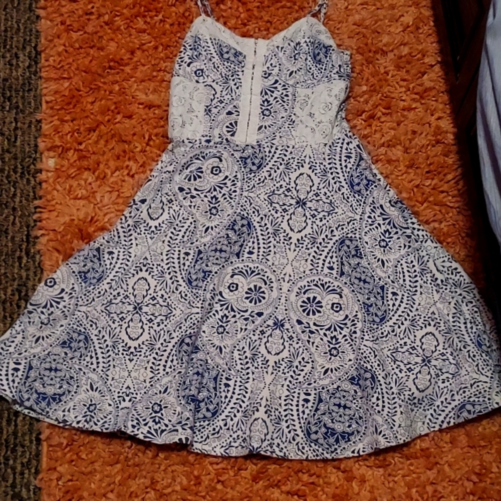 Blue and white dress